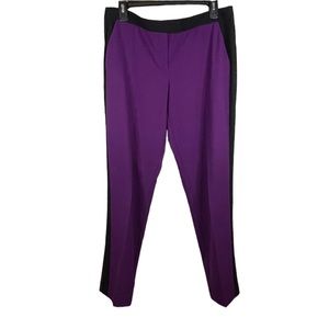 Vince Camuto Purple and Black Side Stripe Straight Leg Pants